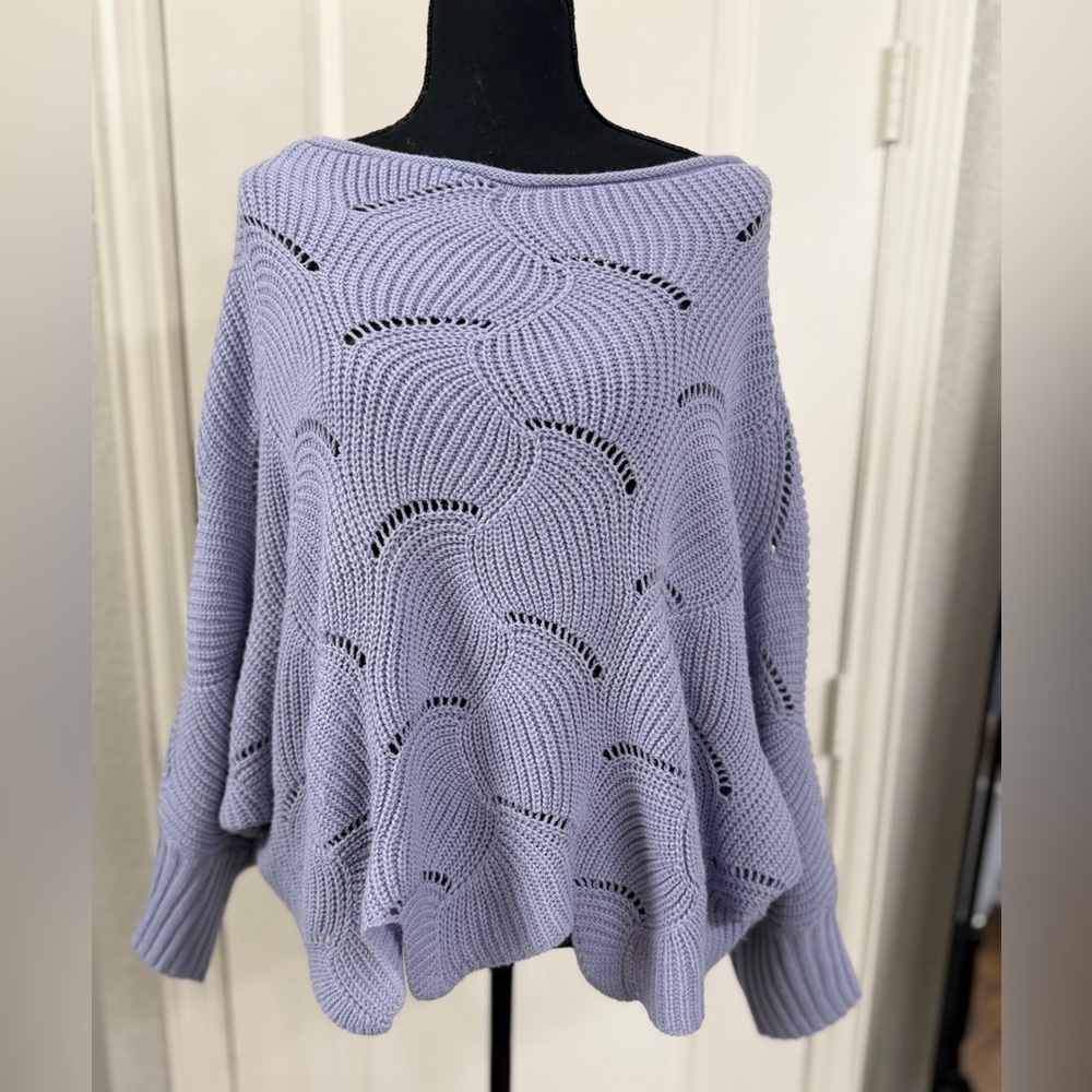 Easel Lavender Knit Poncho